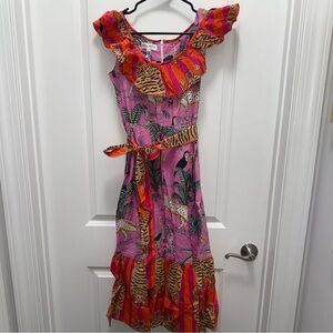 NWT Cella & Flo Jungle Tiger Print Midi Dress